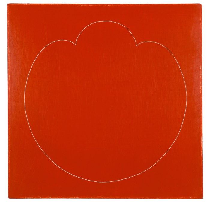 Cotton Bowl, 2007, acrylic on canvas, sanded and etched with awl, 21 x 21 inches